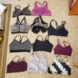 Bundle of eleven bras, small to medium, bralettes and low impact sports bras